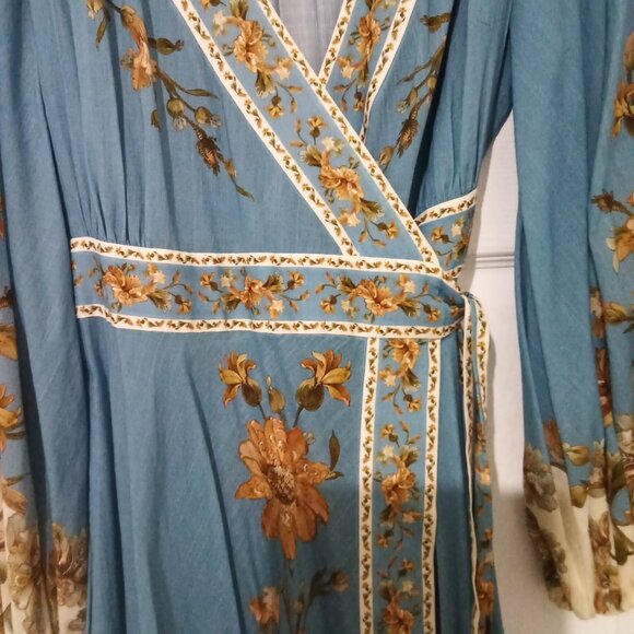 Zimmerman chintz wrap midi dress blue size 2 - Picture 6 of 7